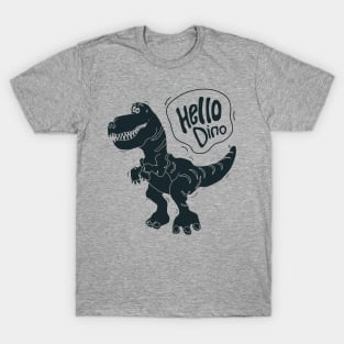 cute monochrome dinosaur illustration for kids T-Shirt